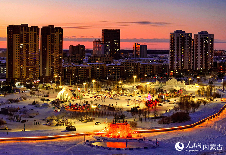 2024年12月20日拍攝的呼倫貝爾市城市越野滑雪公園景色（無人機照片）。王正攝