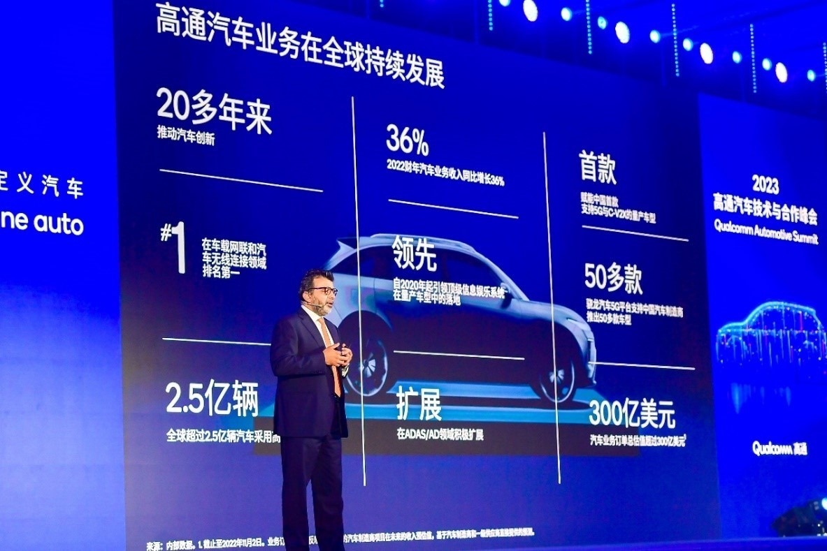 高通技術(shù)公司高級(jí)副總裁兼汽車(chē)業(yè)務(wù)總經(jīng)理Nakul Duggal發(fā)表主題演講。（受訪者供圖）
