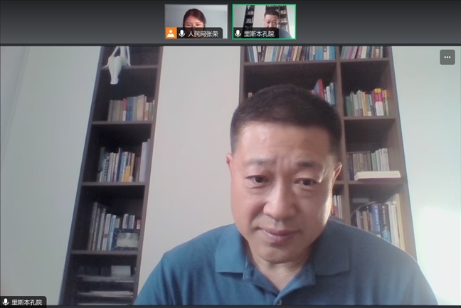 里斯本大學(xué)孔子學(xué)院中方院長王錦程。 采訪截圖