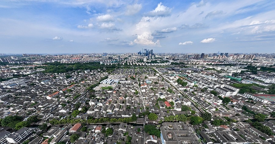 2023年7月3日拍攝的蘇州平江歷史文化街區(qū)（無(wú)人機(jī)照片）。新華社記者 李博 攝