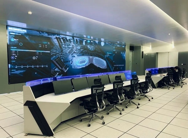 杭州奧體中心游泳館內(nèi)智慧可視化平臺(tái)。 圖片來源：場館建設(shè)方