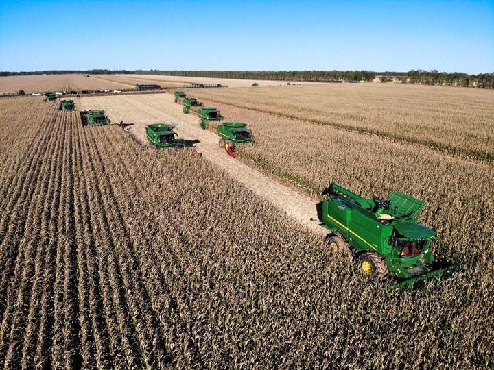 9月20日在位于黑龍江雙鴨山市友誼縣的北大荒農(nóng)業(yè)股份有限公司友誼分公司一地塊拍攝的秋收現(xiàn)場（無人機照片）。新華社記者 王松 攝