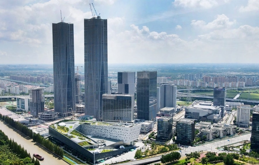 位于上海浦東新區(qū)的張江科學會堂（前）（2023年9月10日攝，無人機照片）。