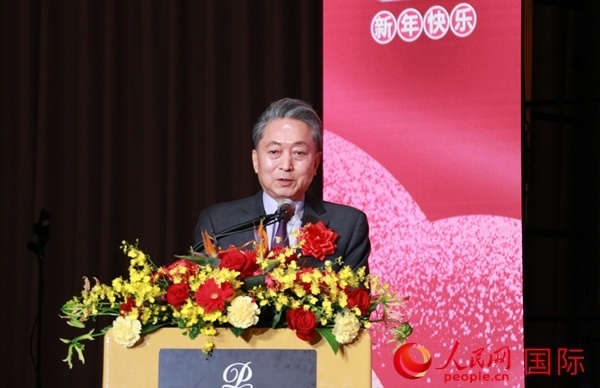 日本前首相鳩山由紀夫致辭。人民網(wǎng) 許可攝