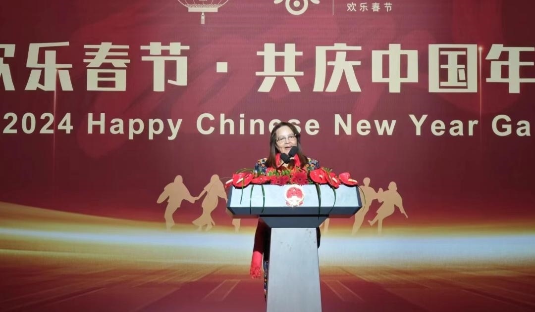 南非旅游部長德利萊女士致辭。中國駐南非大使館供圖
