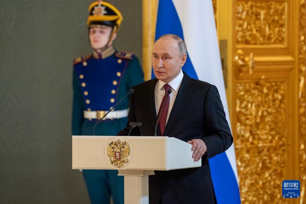 3月20日，俄羅斯總統(tǒng)普京在莫斯科克里姆林宮與其競(jìng)選團(tuán)隊(duì)代表舉行見面會(huì)。新華社記者 曹陽 攝