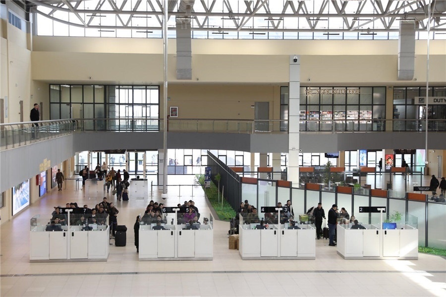 3月24日，扎門烏德口岸通關(guān)現(xiàn)場(chǎng)。駐蒙古使館供圖