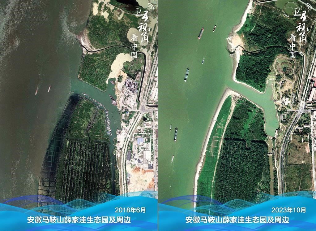 經(jīng)過整治后的安徽馬鞍山薛家洼生態(tài)園生機盎然。