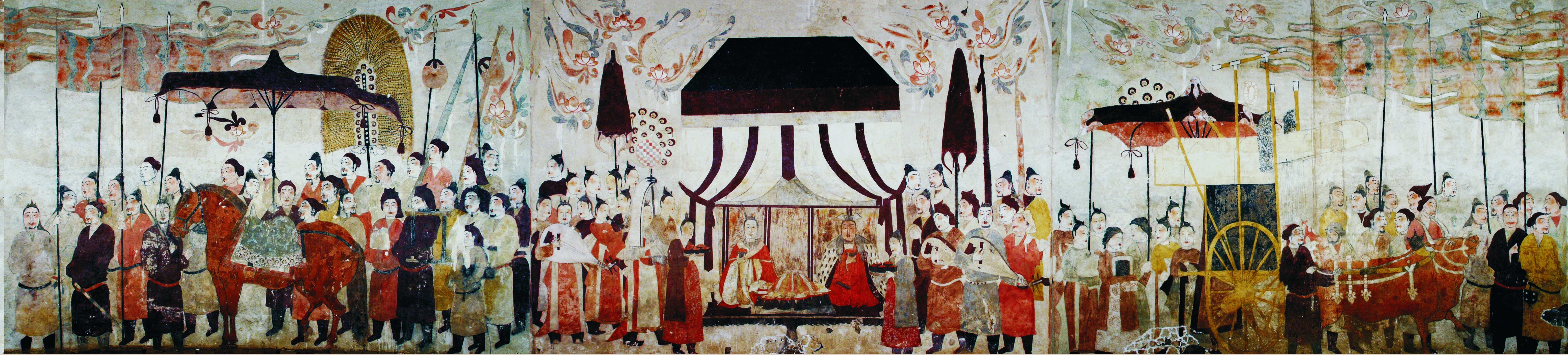 這是徐顯秀墓室壁畫展開圖。太原北齊壁畫博物館供圖