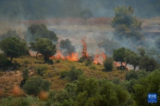 6月12日，以色列北部加利利地區(qū)遭受火箭彈襲擊后冒出滾滾濃煙。新華社發(fā)（阿亞爾·馬戈林?jǐn)z/基尼圖片社）