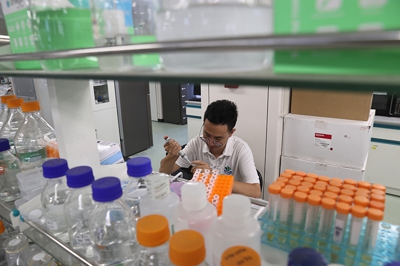 在三亞崖州灣科技城，一名青年科技工作者正在進(jìn)行科研工作。