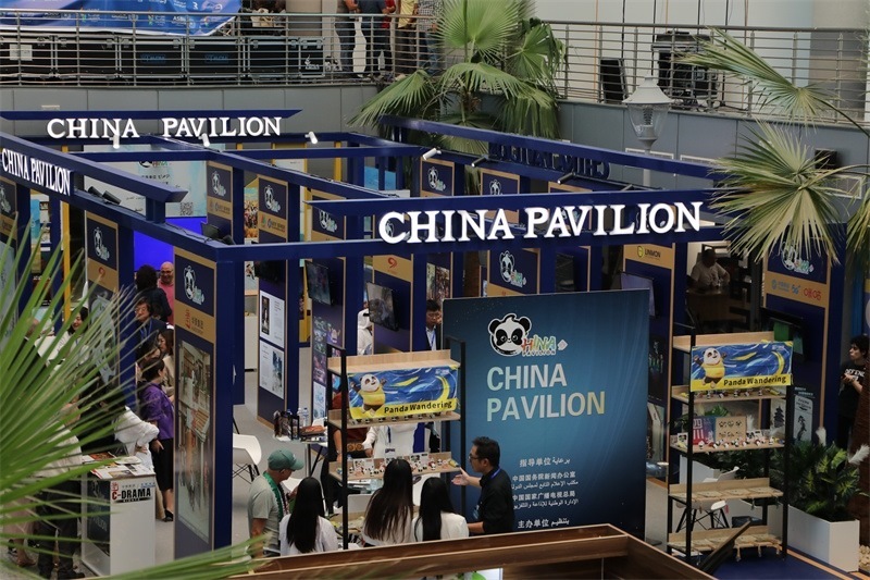 中國聯(lián)合展臺亮相阿拉伯廣播電視節(jié)。主辦方供圖