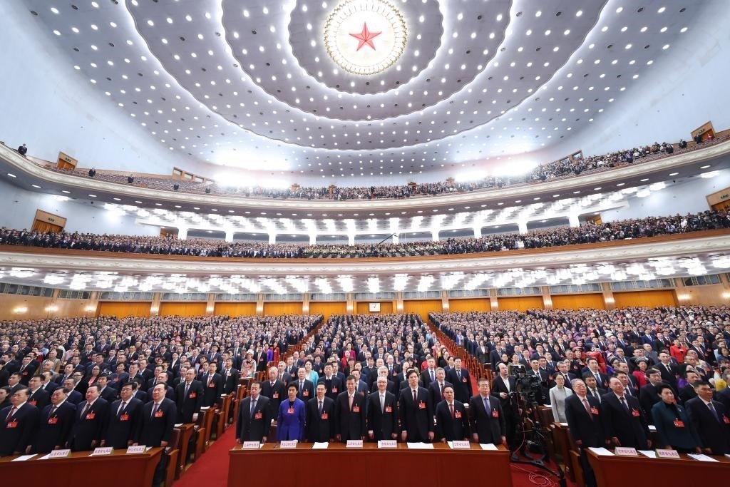 2024年3月5日，第十四屆全國人民代表大會(huì)第二次會(huì)議在北京人民大會(huì)堂開幕。新華社記者 黃敬文 攝