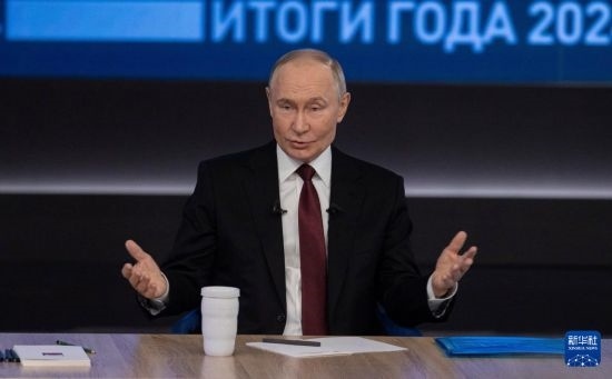 12月19日，在俄羅斯首都莫斯科，俄羅斯總統(tǒng)普京在“年度盤(pán)點(diǎn)”活動(dòng)上講話。新華社記者 白雪騏 攝