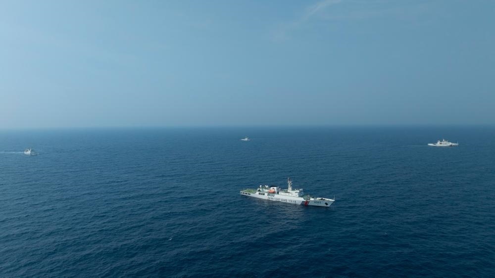 4月22日，中越海警艦艇編隊(duì)在北部灣海域開展聯(lián)合巡邏。（中國(guó)海警供圖）
