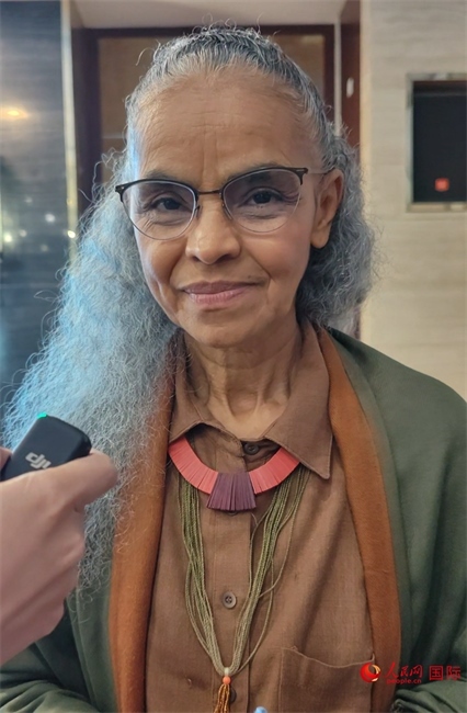 巴西環(huán)境與氣候部部長瑪麗娜·席爾瓦接受人民網(wǎng)采訪。人民網(wǎng)記者 符園園攝