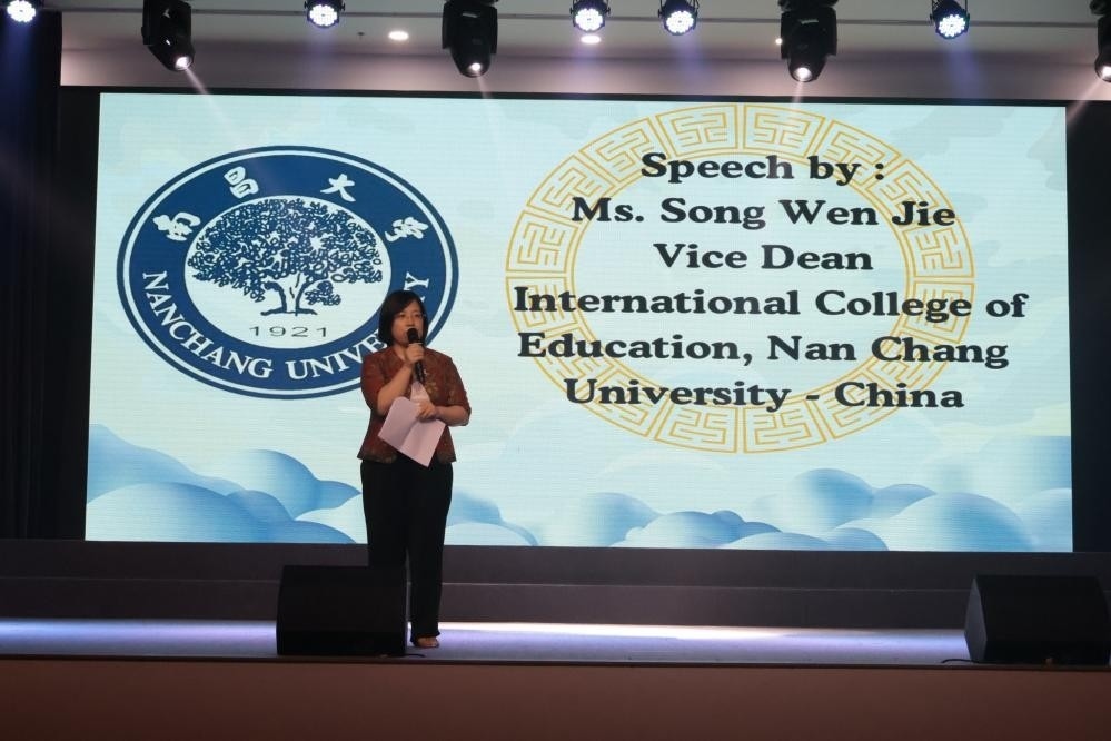 宋文杰致辭。哈山努丁大學孔子學院供圖